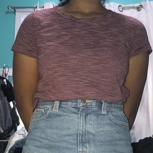 Mossimo Red Striped Short Sleeve Shirt